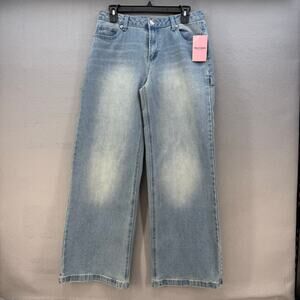 Juicy Couture Jeans Women's 5/27 Blue Abbot Wide Leg Carpenter Rhinestone NWT